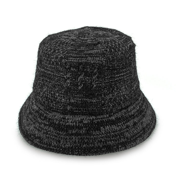 Jordan Bucket Hat in black soft wool, front view highlighting classic bucket shape and wool texture