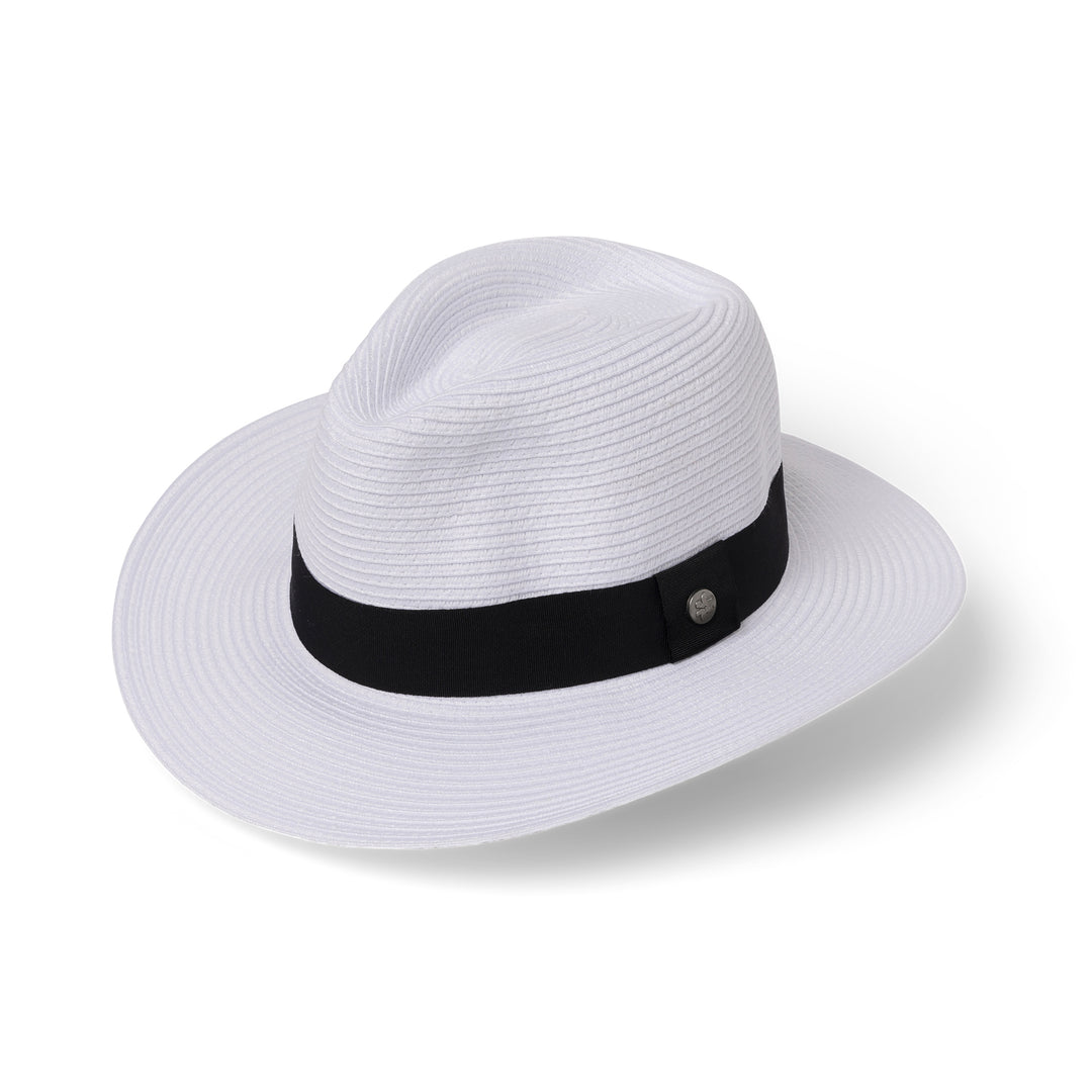 Cancer Council | Café Fedora Hat - Angle | White | UPF50+ Protection