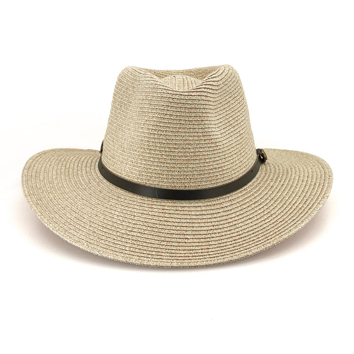 Darby Fedora Hat in camel mix colour, front view highlighting defined crown and sun-protective wide brim
