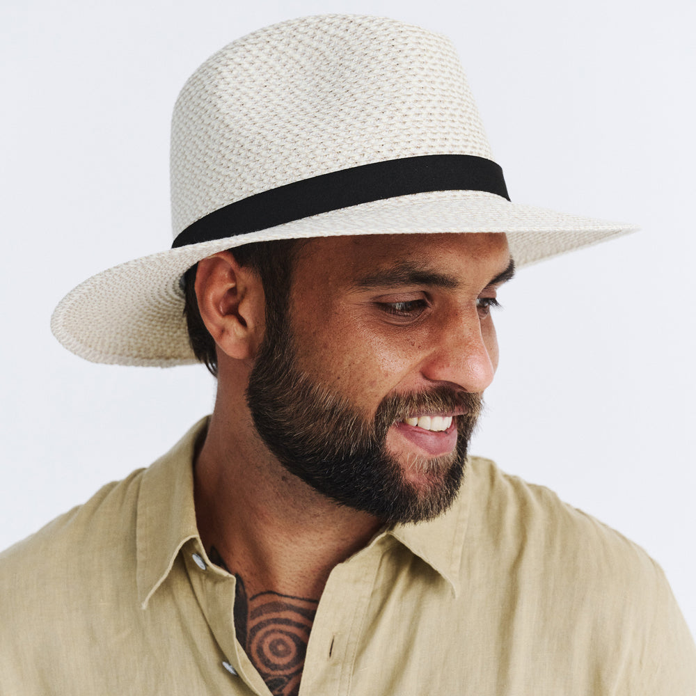 Cancer Council | Outback Lightweight Fedora - Lifestyle Side | Ivory Black | UPF50+ Protection