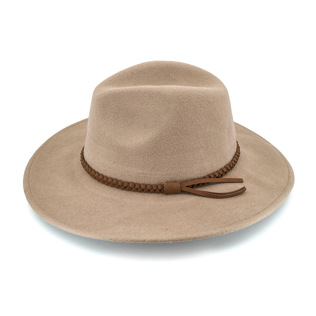 Blake Felt Fedora in mushroom colour, side profile showing clean lines and brim curve