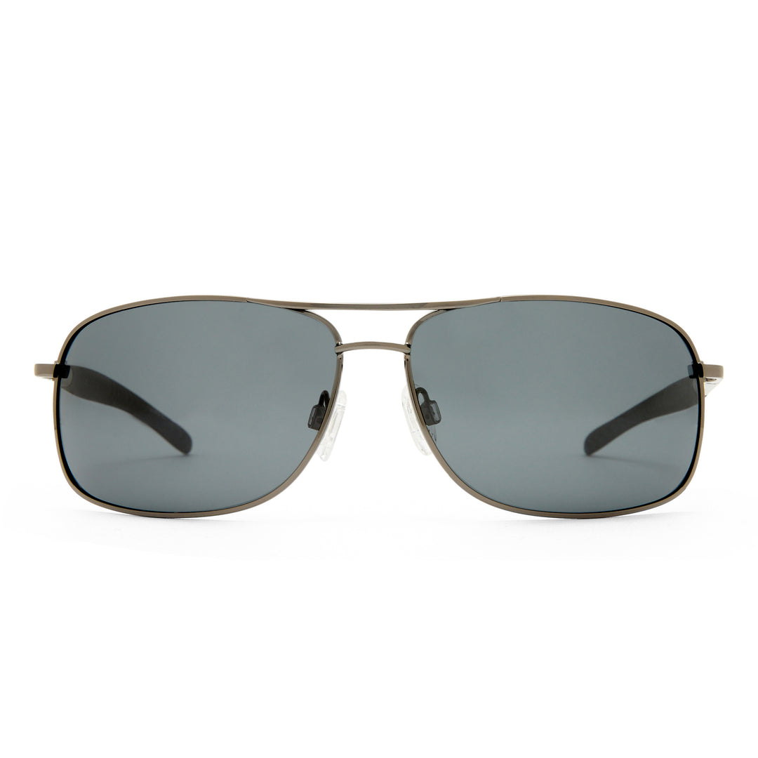 Lincoln sunglasses in gunmetal, front view showing frame shape and lens design