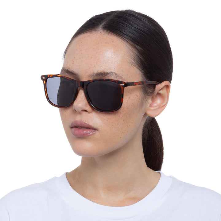 Cancer Council | Enviro Fine Sunglasses - Female Model Angle | Dark Tort | UPF50+ Protection