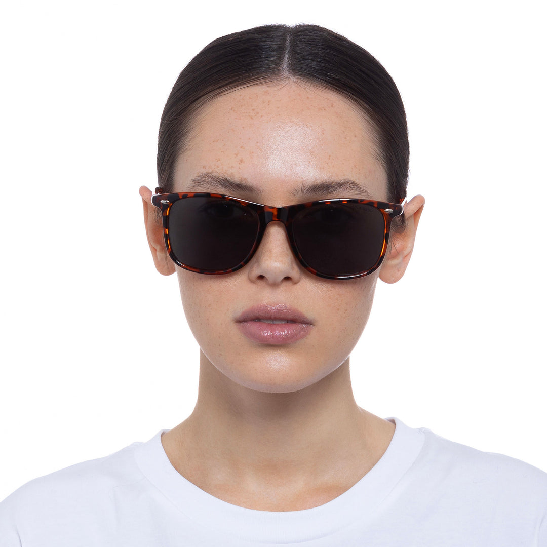 Cancer Council | Enviro Fine Sunglasses - Female Model Front | Dark Tort | UPF50+ Protection