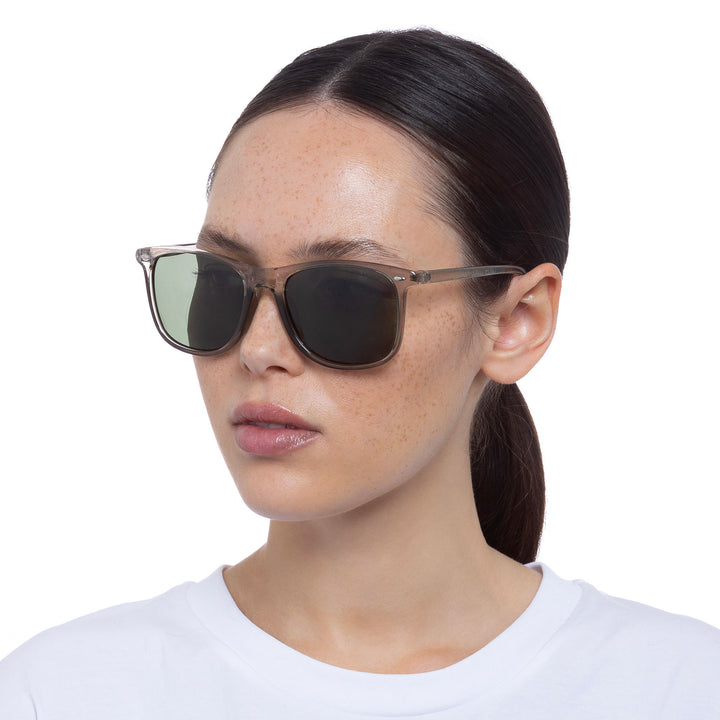 Cancer Council | Enviro Fine Sunglasses - Female Model Angle | Stone | UPF50+ Protection