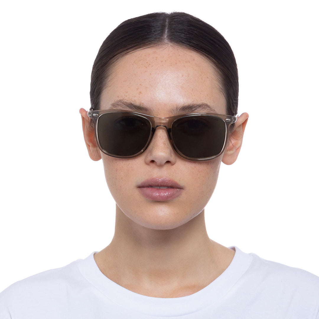 Cancer Council | Enviro Fine Sunglasses - Female Model Front | Stone | UPF50+ Protection