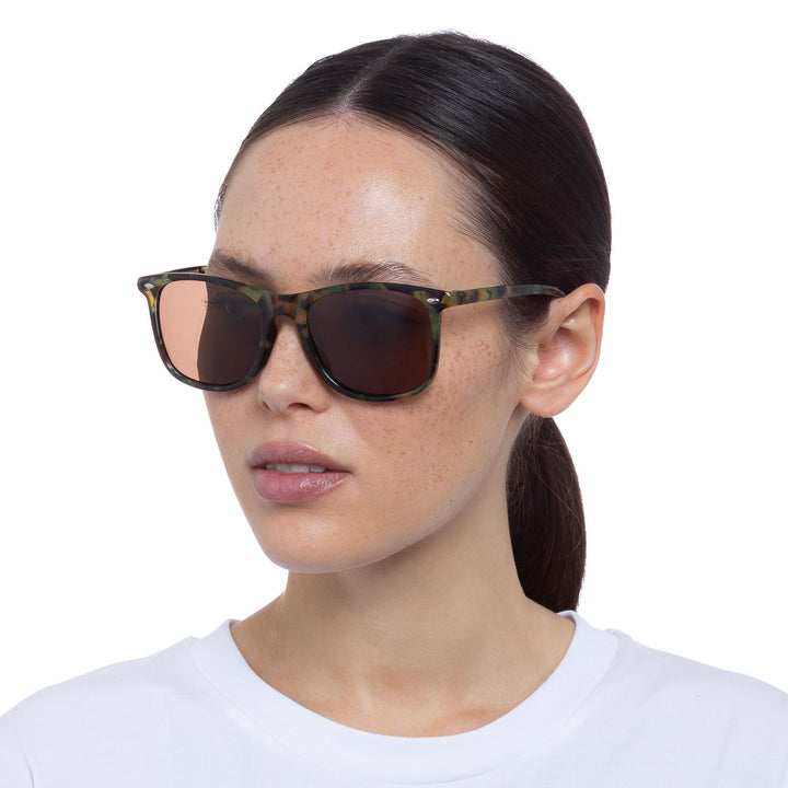 Cancer Council | Enviro Fine Sunglasses - Female Model Angle | Khaki Tort | UPF50+ Protection
