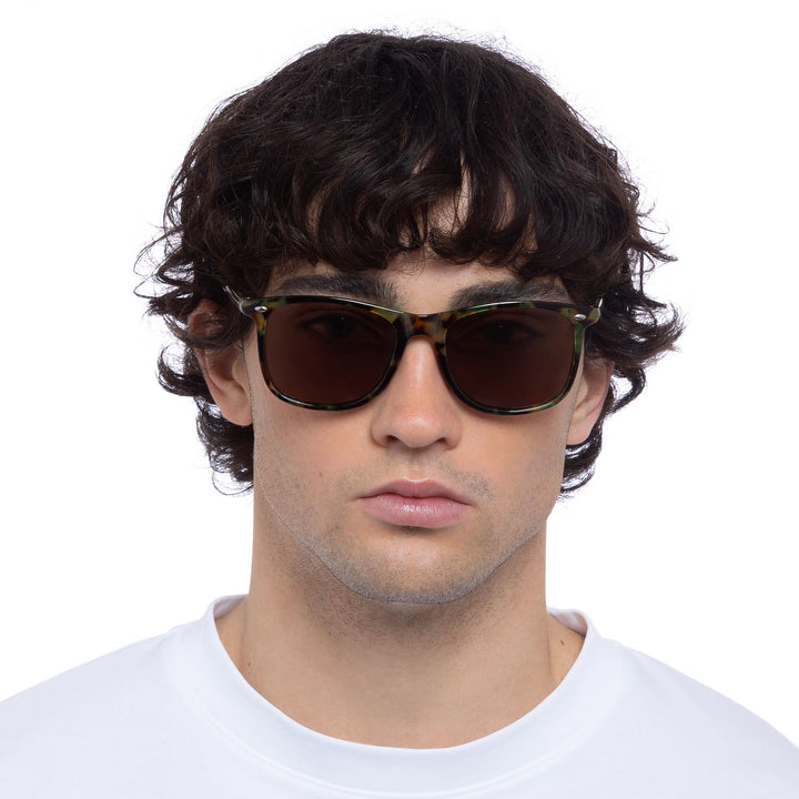Cancer Council | Enviro Fine Sunglasses - Male Model Front | Khaki Tort | UPF50+ Protection