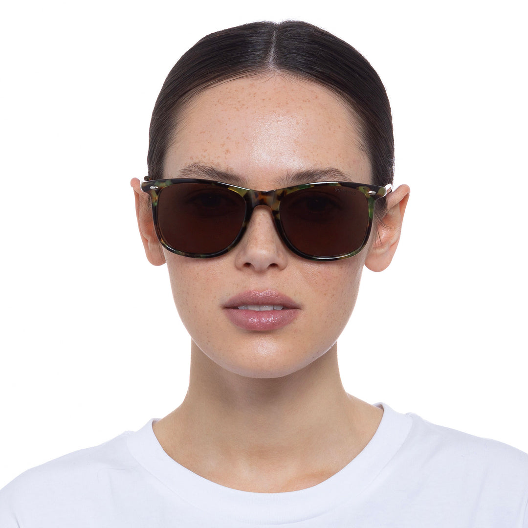 Cancer Council | Enviro Fine Sunglasses - Female Model Front | Khaki Tort | UPF50+ Protection