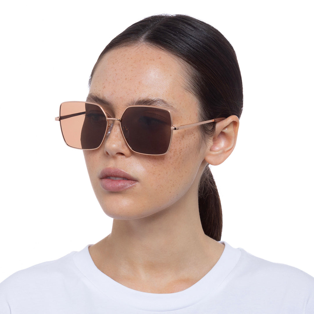 Cancer Council | Kirribilli Sunglasses - Female Model Angle | Rose Gold | UPF50+ Protection