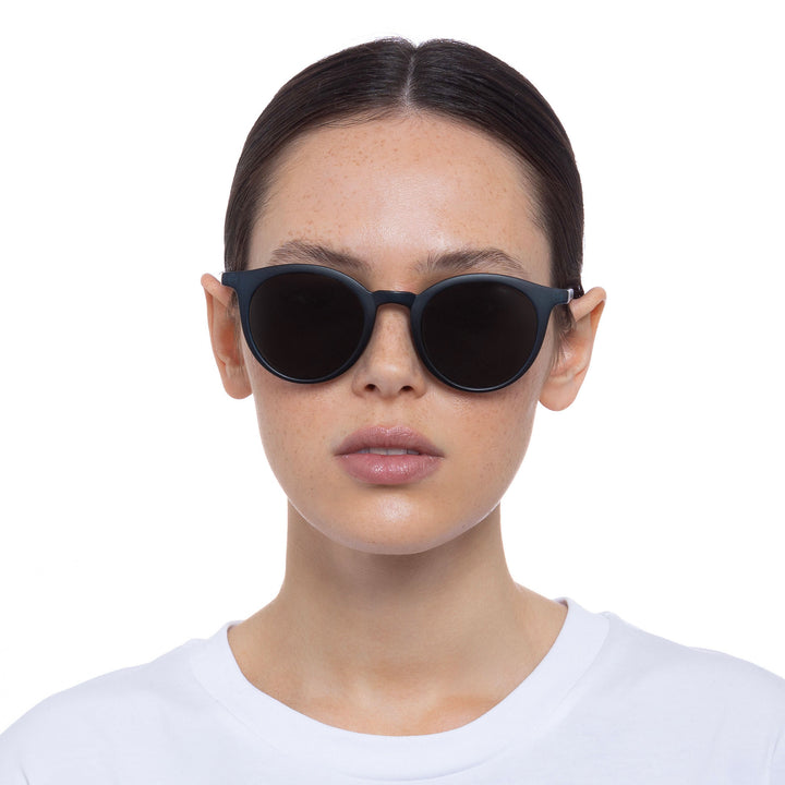Cancer Council | Baines Sunglasses - Female Model Front | Matte Navy | UPF50+ Protection