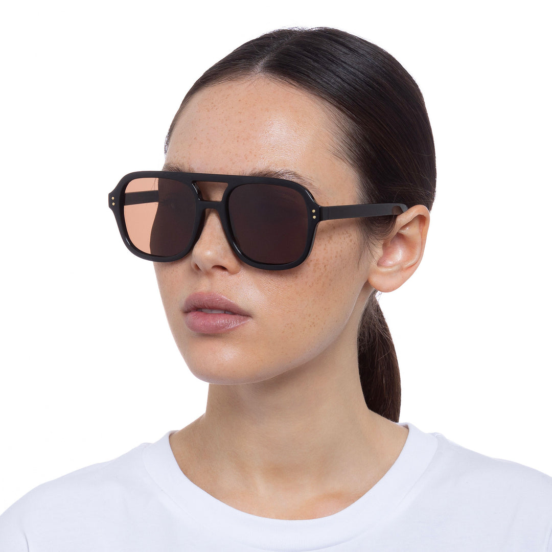 Cancer Council | Kingswood Sunglasses - Female Model Angle | Black | UPF50+ Protection