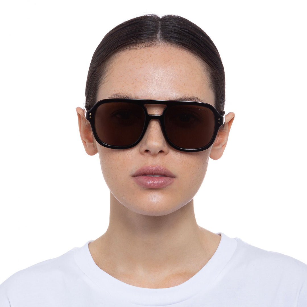 Cancer Council | Kingswood Sunglasses - Female Model Front | Black | UPF50+ Protection