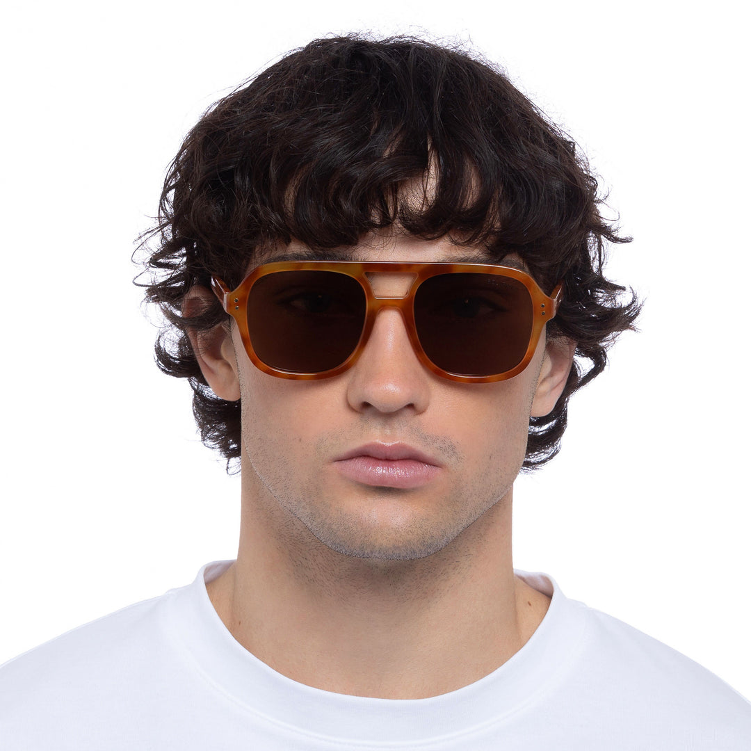 Cancer Council | Kingswood Sunglasses - Male Model Front | Vintage Tort | UPF50+ Protection