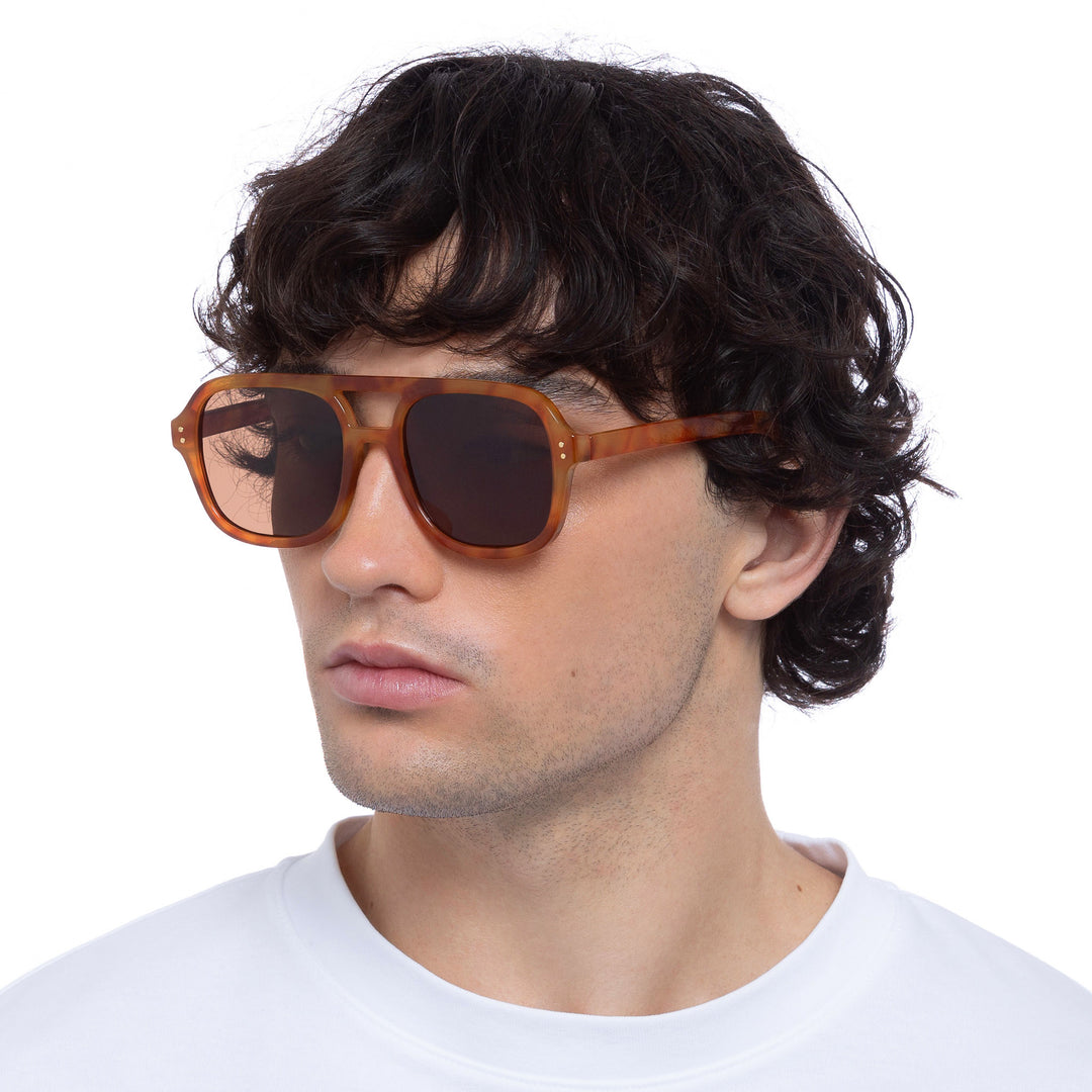 Cancer Council | Kingswood Sunglasses - Male Model Angle | Vintage Tort | UPF50+ Protection