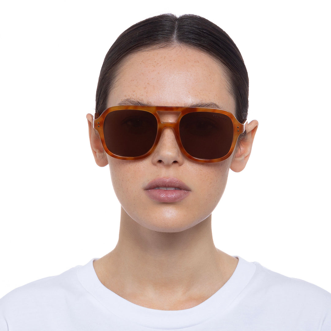 Cancer Council | Kingswood Sunglasses - Female Model Front | Vintage Tort | UPF50+ Protection
