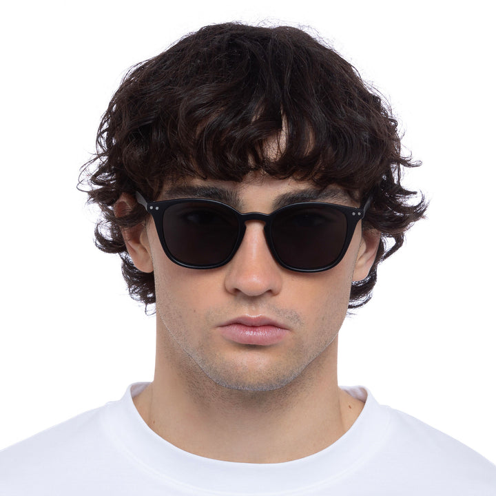Cancer Council | Cadens Sunglasses - Male Model Front | Matte Black | UPF50+ Protection