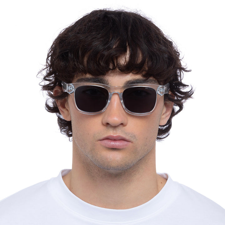 Cancer Council | Noddy Youth Sunglasses - Male Model Front | Clear | UPF50+ Protection