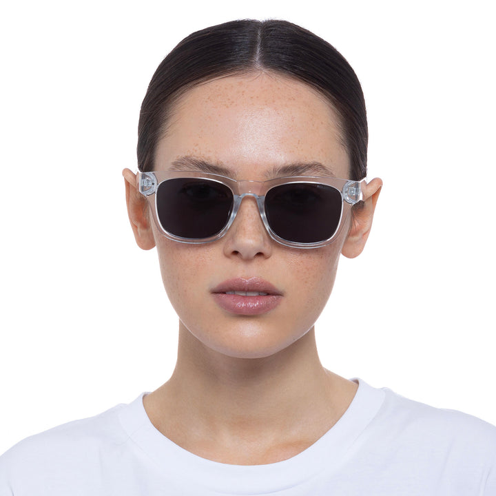 Cancer Council | Noddy Youth Sunglasses - Female Model Front | Clear | UPF50+ Protection