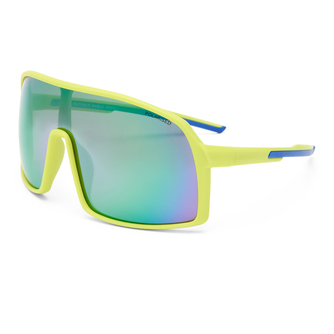 Cancer Council | Outfield Shield Sunglasses | Neon Green/Cobalt | Angle