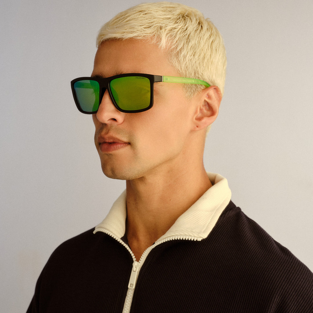 Cancer Council | Arltunga Sunglasses | Matte Black/Neon Green | Lifestyle