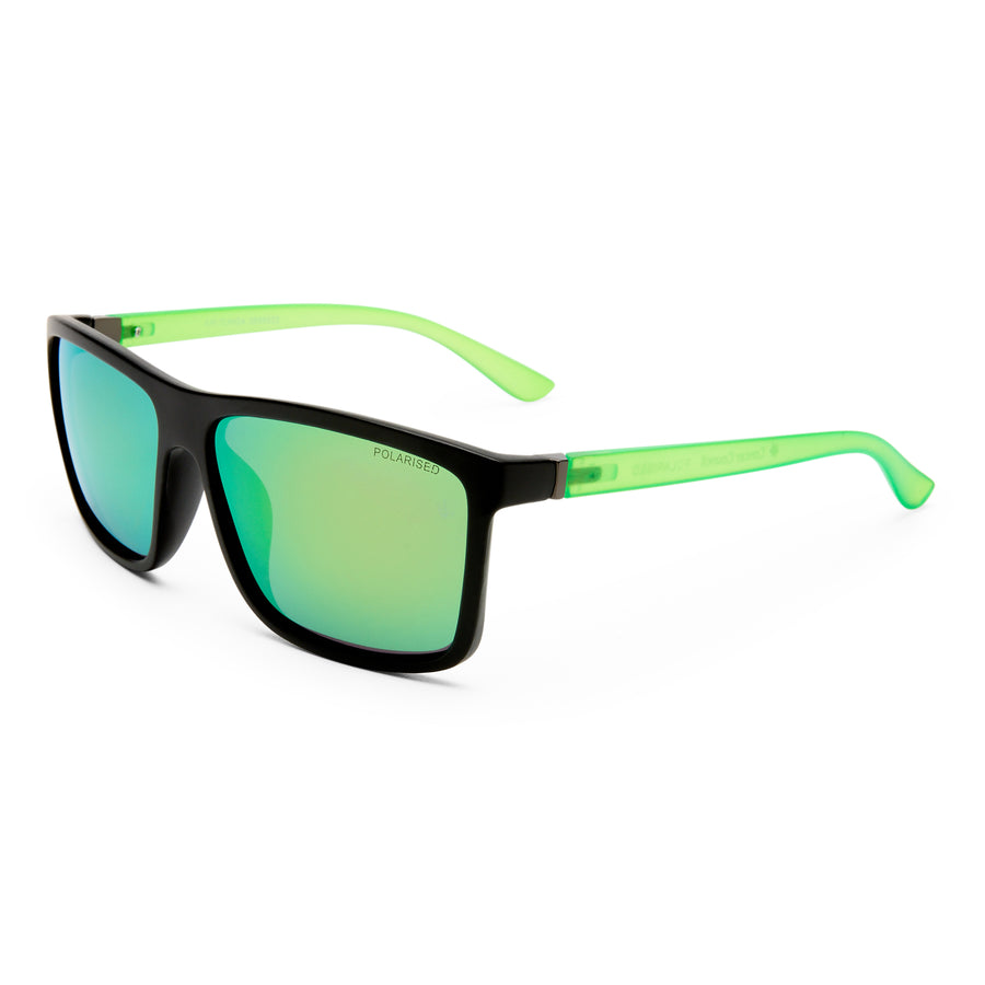 Cancer Council | Arltunga Sunglasses | Matte Black/Neon Green | Angle