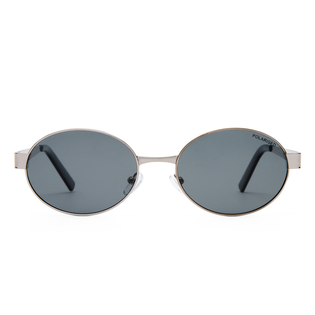 Norwood sunglasses in Gunmetal shown front‑on with unisex round metal frame