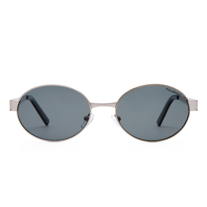 Norwood sunglasses in Gunmetal shown front‑on with unisex round metal frame