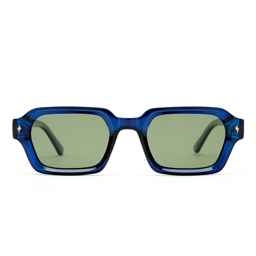 Mount Lawley sunglasses in Ink Blue shown front‑on with unisex rectangular frame