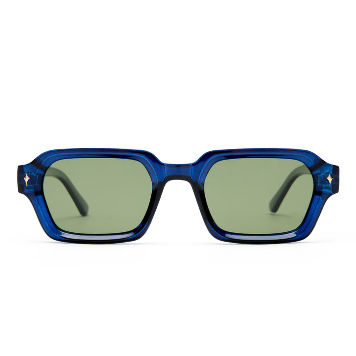 Mount Lawley sunglasses in Ink Blue shown front‑on with unisex rectangular frame