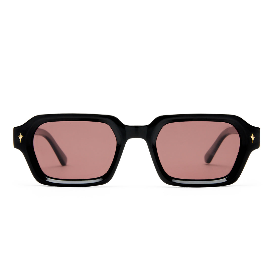 Mount Lawley sunglasses in Black shown front‑on with unisex rectangular frame