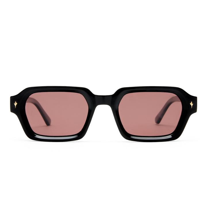 Mount Lawley sunglasses in Black shown front‑on with unisex rectangular frame