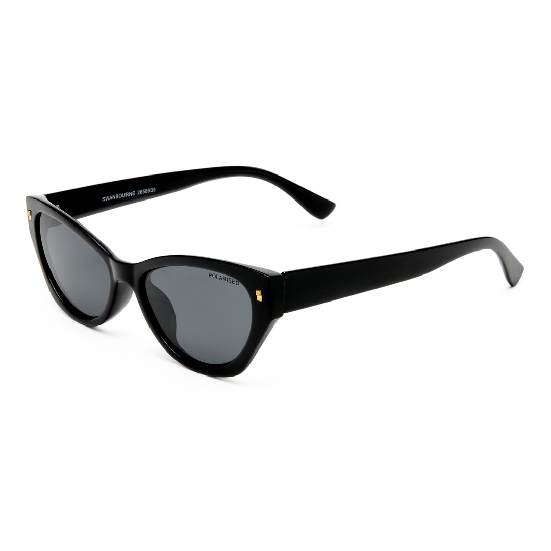 Three‑quarter angle of Swanbourne sunglasses in Black finish