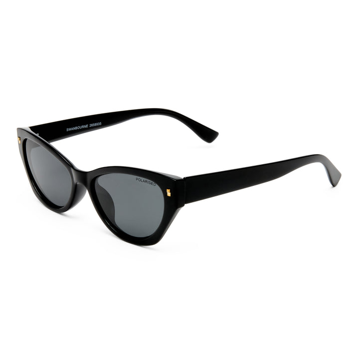 Three‑quarter angle of Swanbourne sunglasses in Black finish