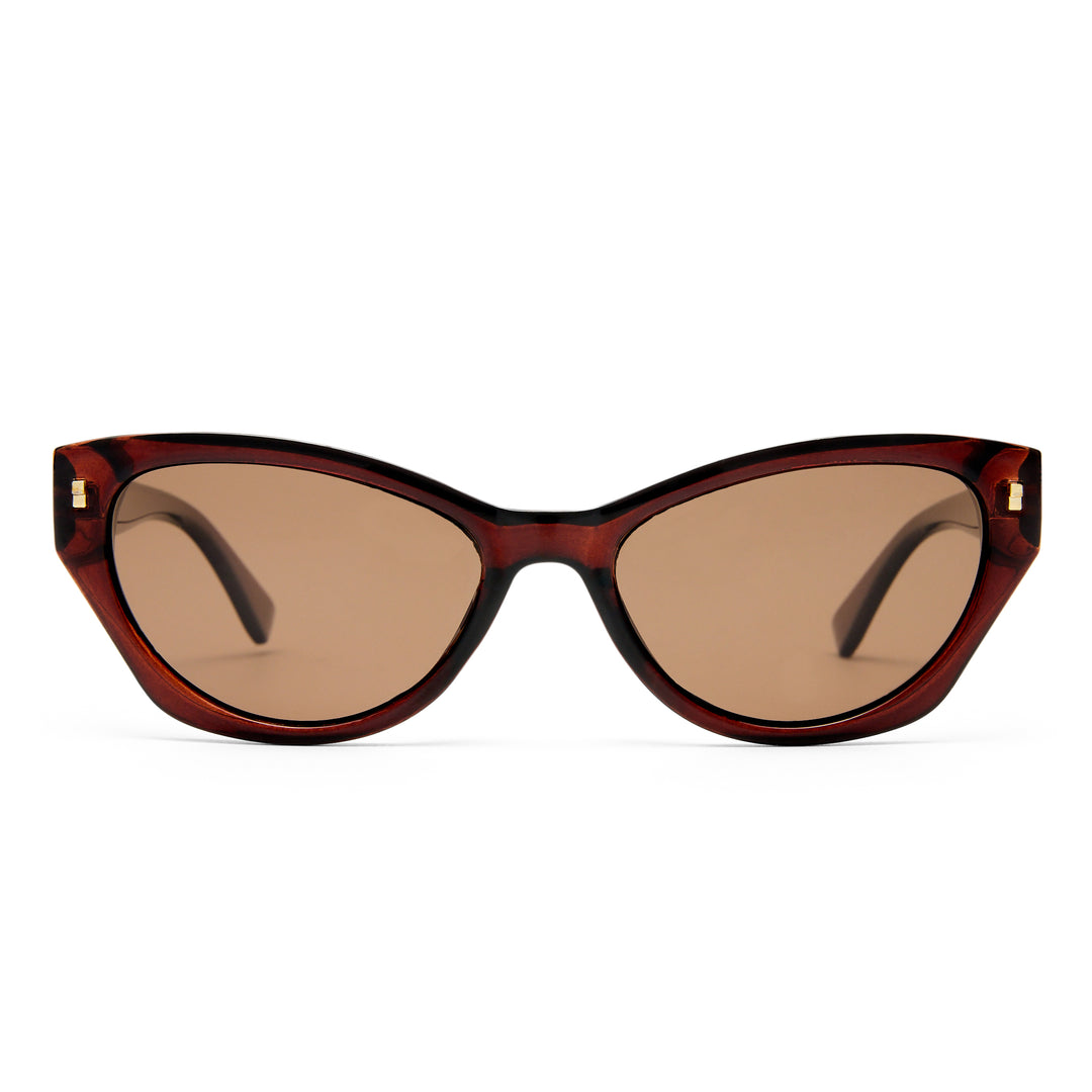 Swanbourne sunglasses in Rust shown front‑on with cat eye frame