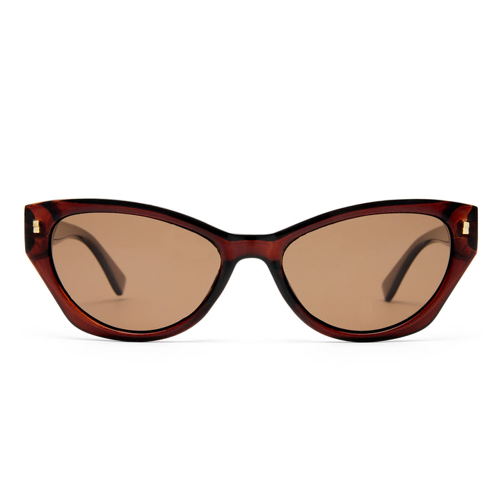Swanbourne sunglasses in Rust shown front‑on with cat eye frame