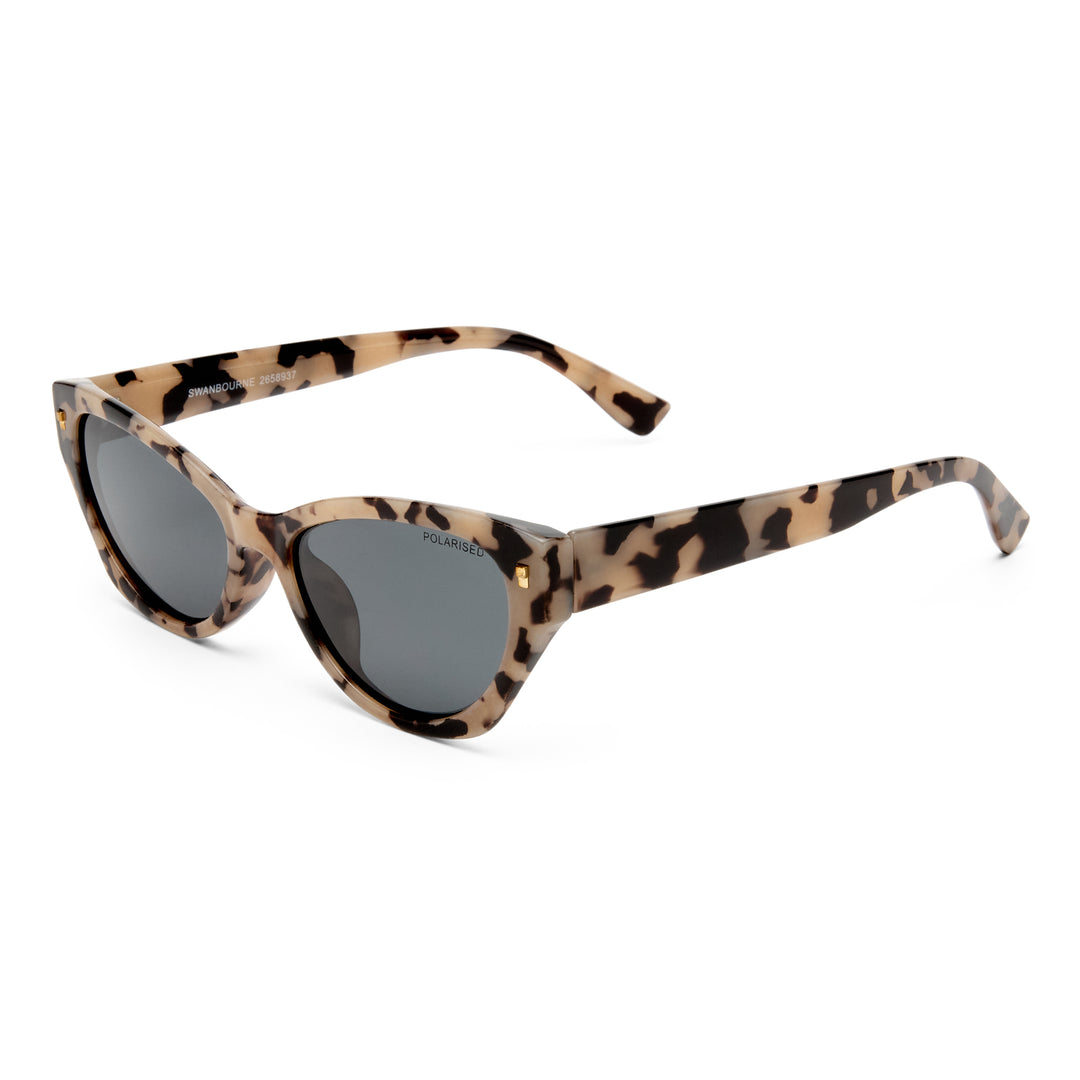 Three‑quarter angle of Swanbourne sunglasses in Graphic Tort finish