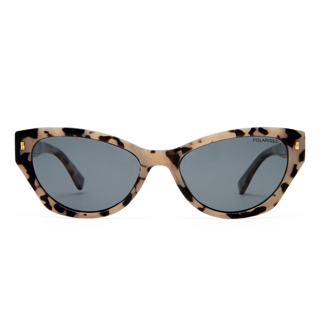 Swanbourne sunglasses in Graphic Tort shown front‑on with rounded cat eye frame