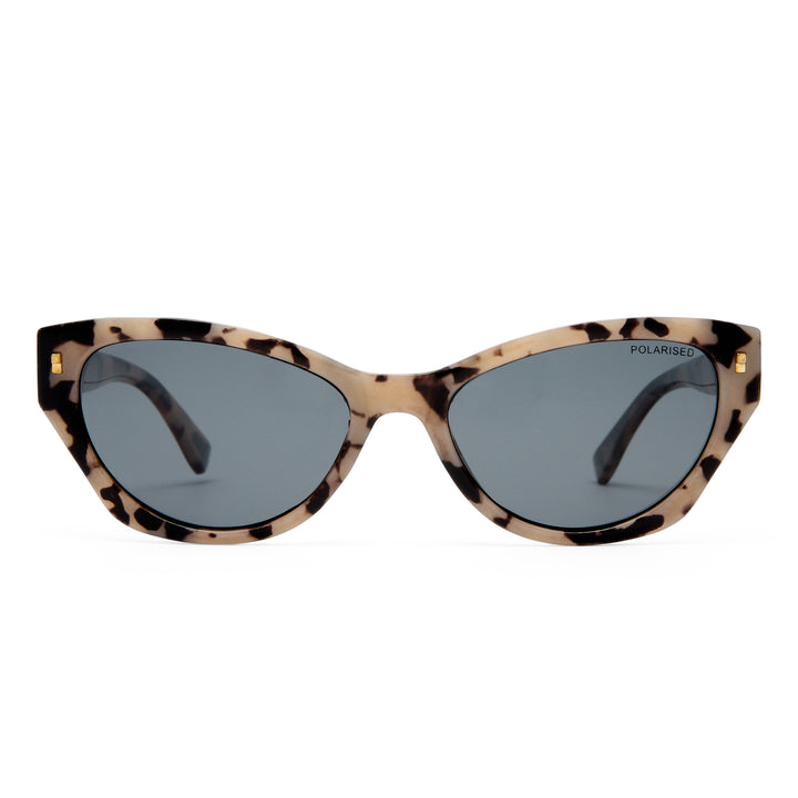Swanbourne sunglasses in Graphic Tort shown front‑on with rounded cat eye frame