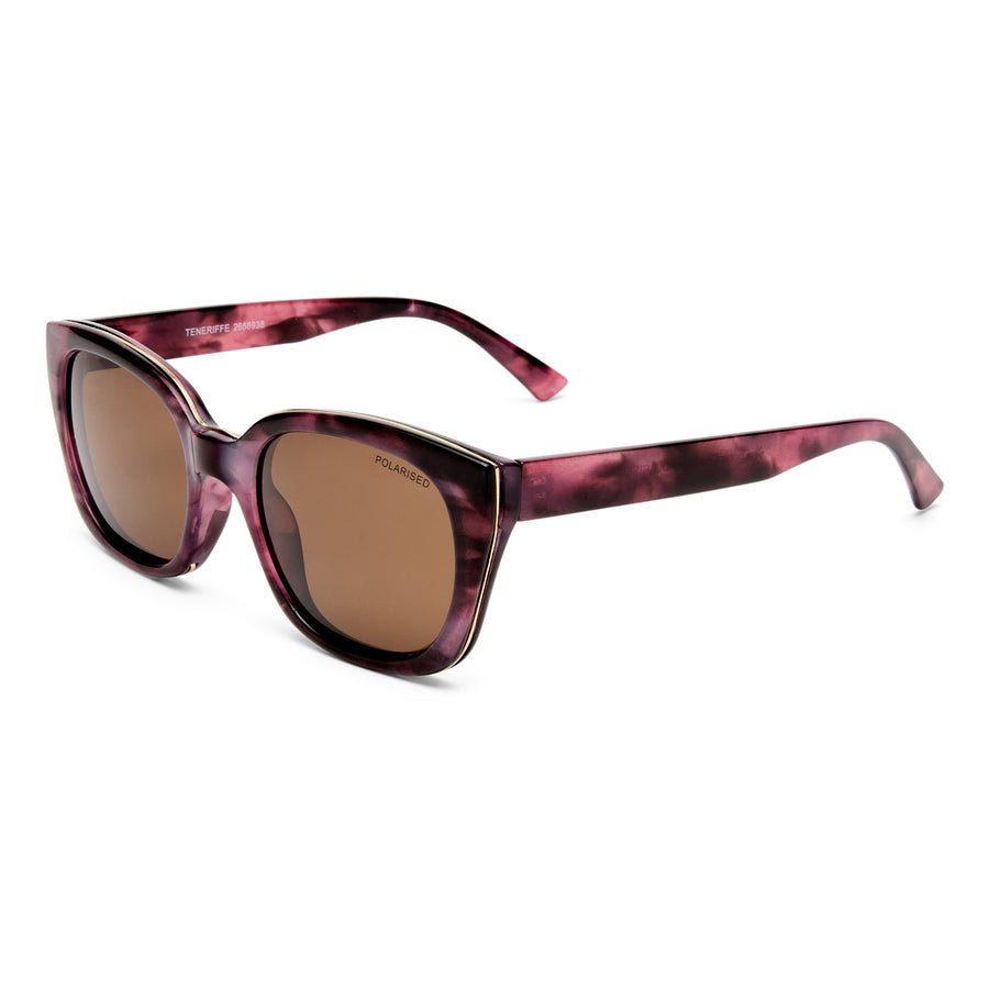 Three‑quarter angle of Teneriffe sunglasses in Purple Haze finish