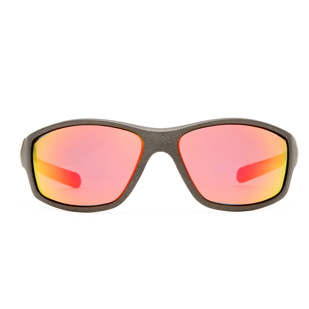 Barton sunglasses in Matte Metallic Grey shown front‑on with square frame