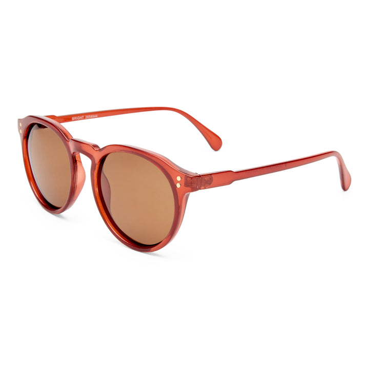 Three‑quarter angle of Bright sunglasses in Merlot finish