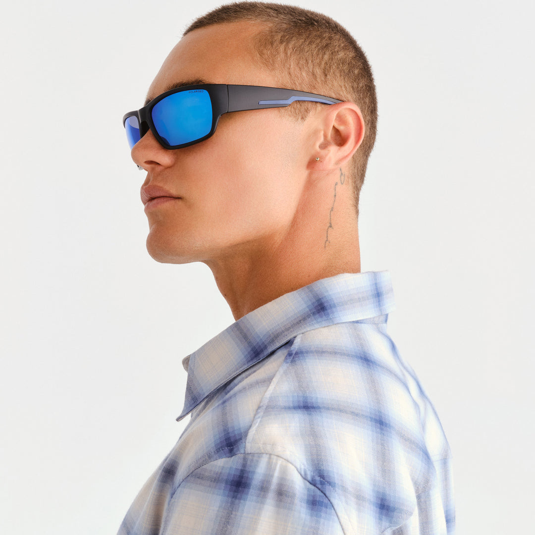 Merimbula Sunglasses - Matte Black/Dark Blue