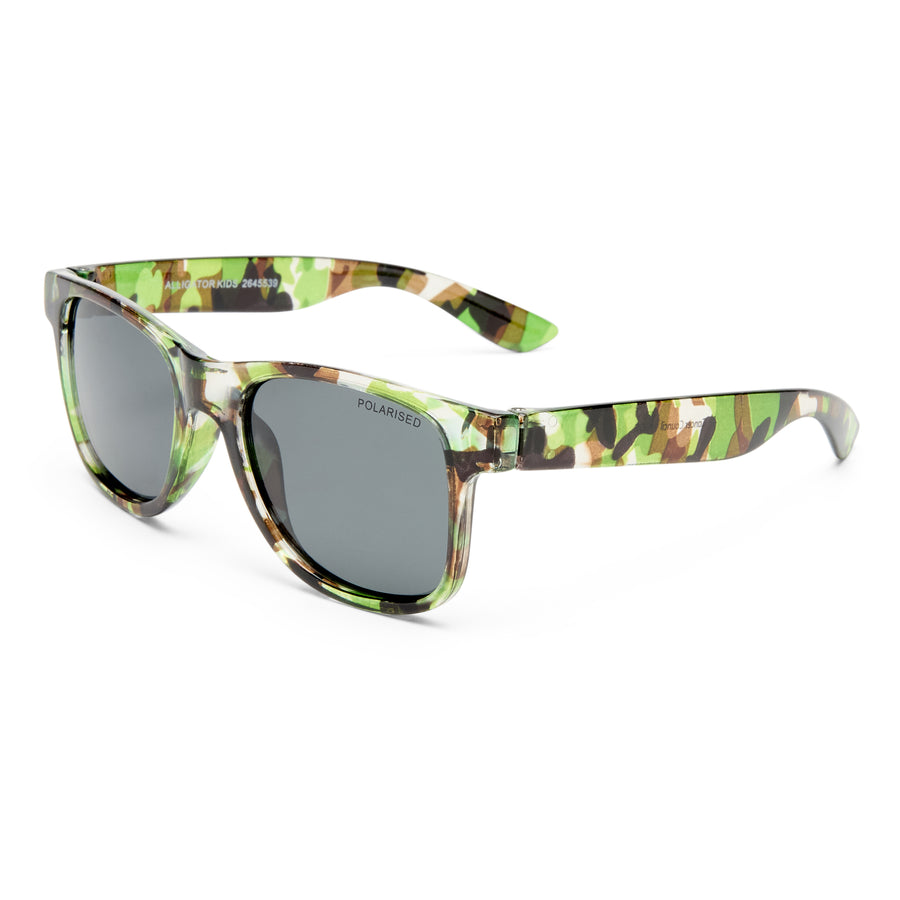 Sunglasses with camouflage frame on a white background