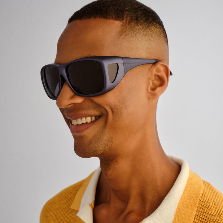 Cancer Council | Gymea Fitover Sunglasses | Metallic Blue | Side Model