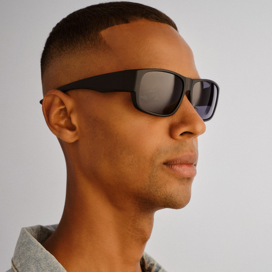Cancer Council | Halton Fitover Sunglasses | Black | Male Side