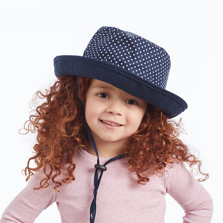 Jessica Bucket Hat - Navy Polka