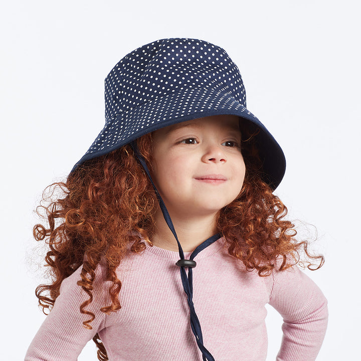 Jessica Bucket Hat - Navy Polka