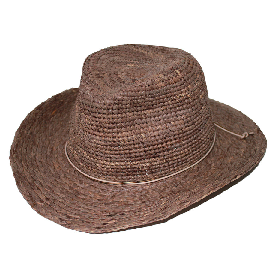 Bobbie Raffia Cowboy Hat - Mushroom