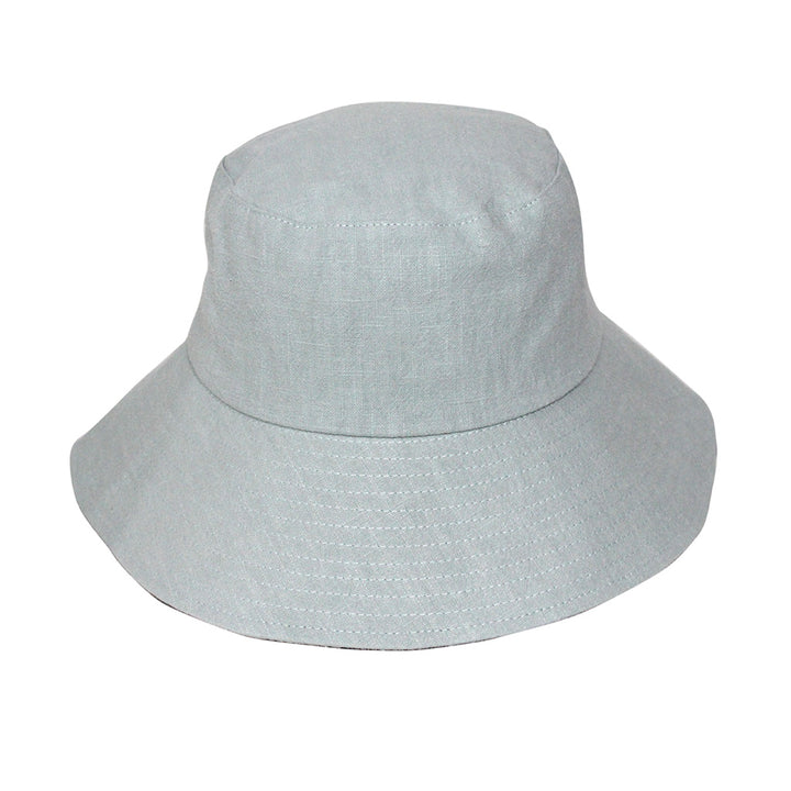 Sadie Linen Bucket Hat - Seafoam